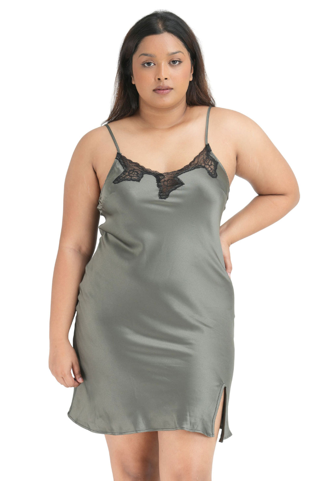 Satin Slip with Trim Lace