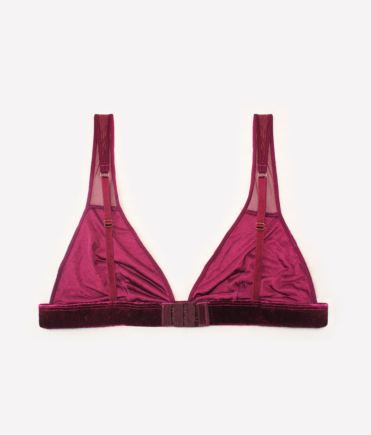 TOFO Women's Burgundy Velvet Bralette With Sheer Detailing