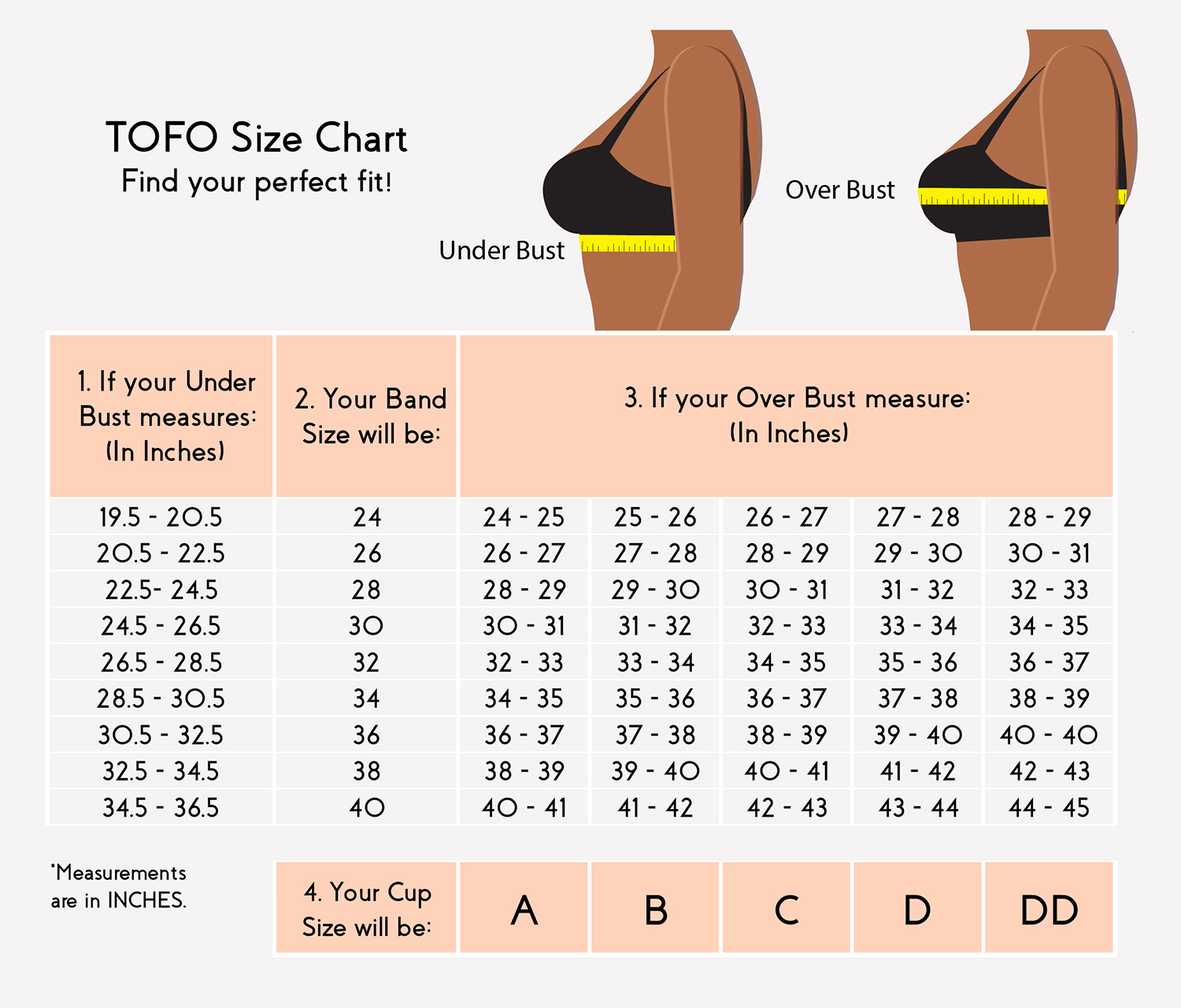 Bra Size Chart TOFO Aug 2021