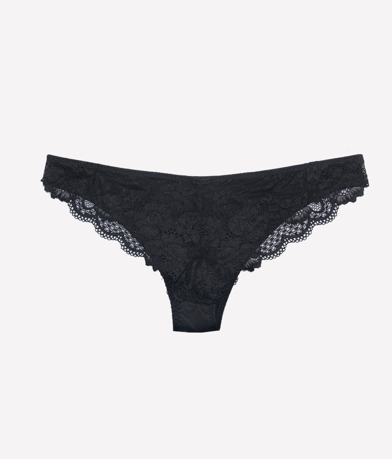 TOFO Women's Black Micro Fibre Cheeky Underwear With Lace Detailing