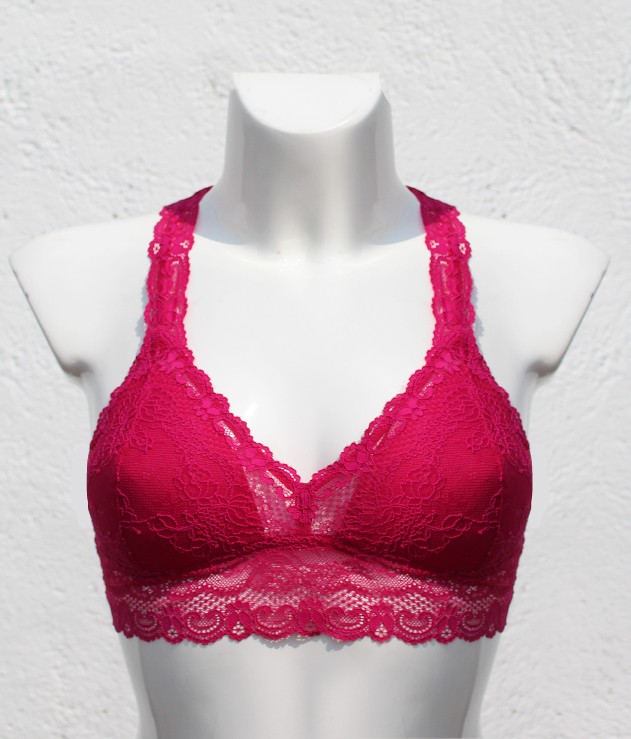 TOFO Women's Hot Pink Lace Bralette